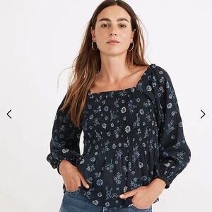 Madewell Lucie Smocked Peplum Top in Cottage Floral